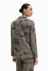 SCRIPT JACKET - blk white